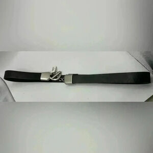 Chicos Belt Women’s M/L Black Leather Silver Toggle Buckle MSRP $38 *NEW*